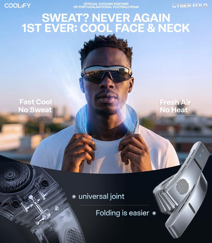 TORRAS COOLiFY Cyber Fold AI Neck Air Conditioner, Ultimate Cooler Max Cooling Area with Portable Bag, Neck & Face Cooler with Adjustable Strong Wind, Rechargeable Gift for Dad, Husband, Titanium