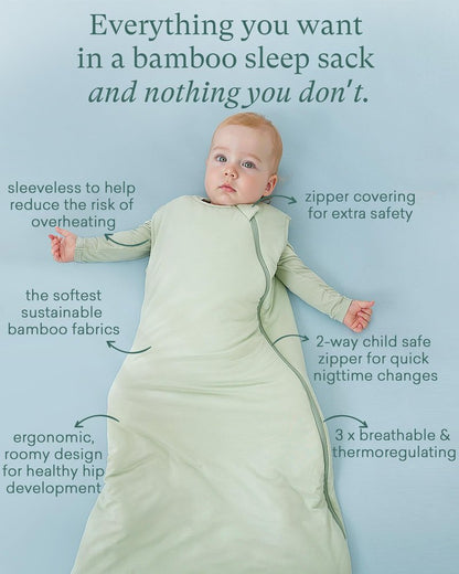 PurComfy Supersoft Sleep Sack 1.0 TOG, Premium Bamboo Viscose Baby Sleeping Bag, 2-Way Safe Zipper Sleep Sacks 6-15 Months (Slate)
