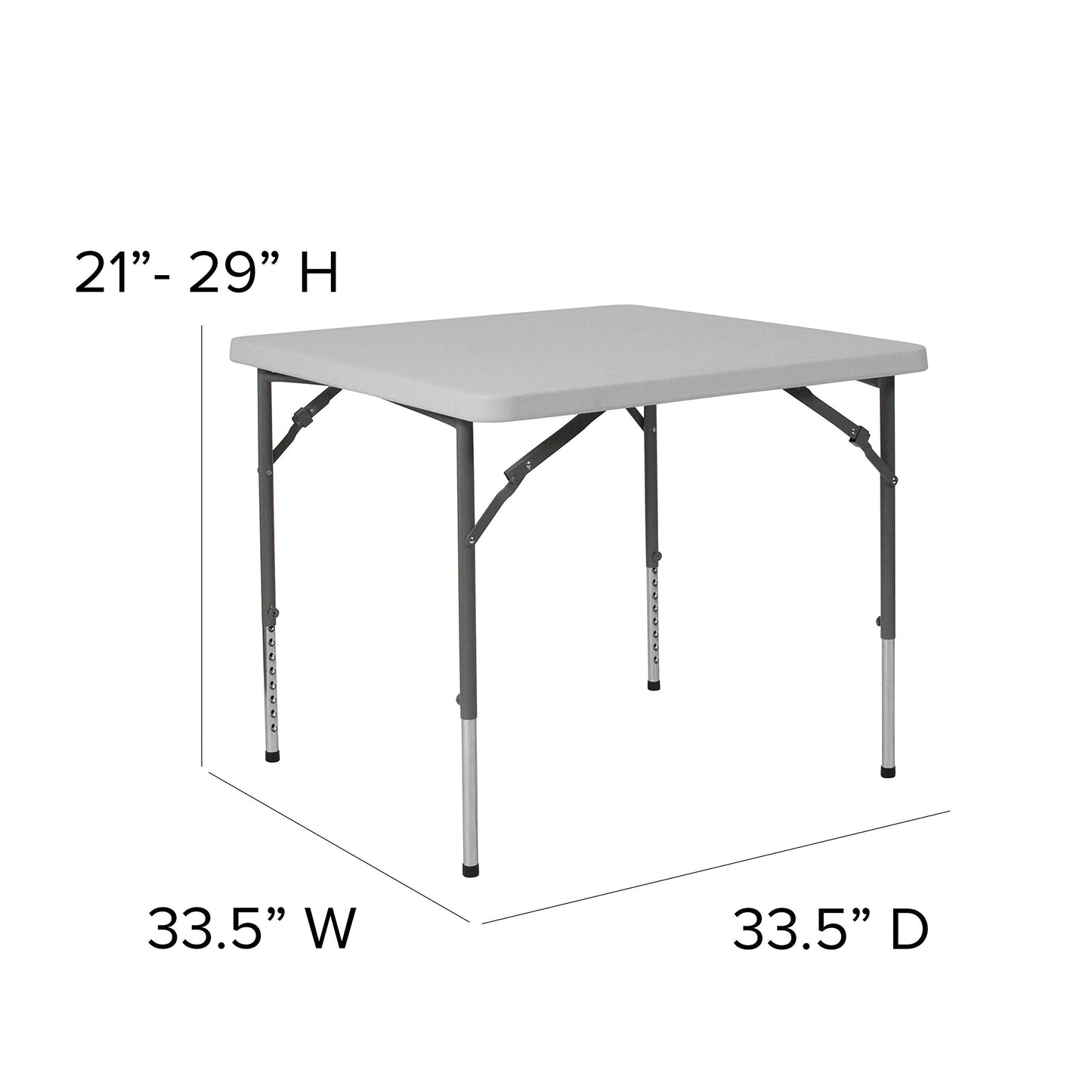 Flash Furniture Kathryn 2.79-Foot Square Height Adjustable Granite White Plastic Folding Table