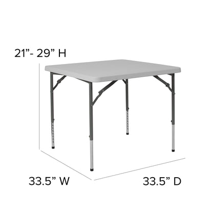 Flash Furniture Kathryn 2.79-Foot Square Height Adjustable Granite White Plastic Folding Table