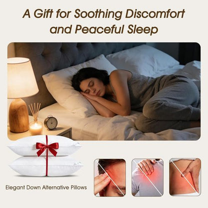 Downluxe Down Alternative Pillows - Soft Queen Size Set of 2 for Side, Back & Stomach Sleepers | 20 x 28 Inches