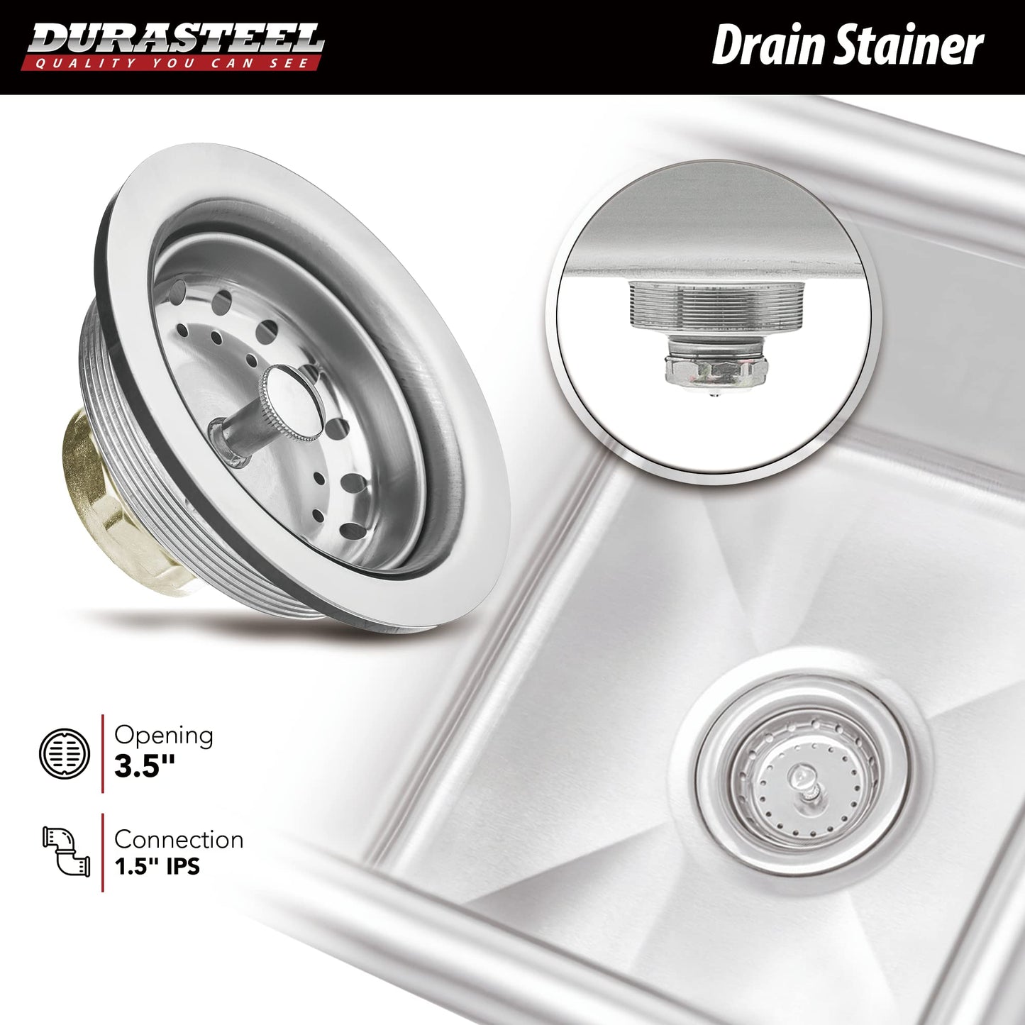 DuraSteel 304 Commercial Stainless Steel Utility Sink - 18 Inch Tub Freestanding Prep Kitchen Sink w/ Faucet - NSF Hand Wash Station for Kitchen Sinks, Outdoor, Laundry Room, Garage Small Kitchenette