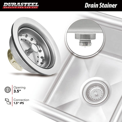 DuraSteel 304 Commercial Stainless Steel Utility Sink - 18 Inch Tub Freestanding Prep Kitchen Sink w/ Faucet - NSF Hand Wash Station for Kitchen Sinks, Outdoor, Laundry Room, Garage Small Kitchenette