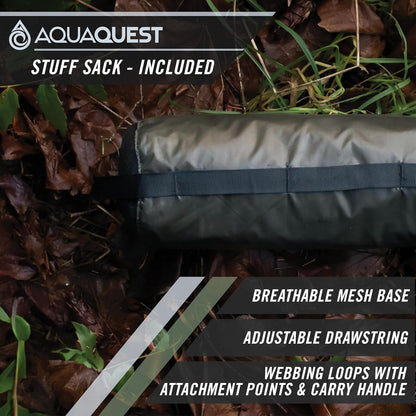 AquaQuest Defender Tarp – Heavy‑Duty Waterproof (20,000 mm) Seam‑Taped Rain Fly for Camping, Bushcraft & Survival – 10×10 Olive Drab