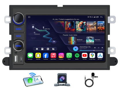 [4Core + 64G ROM] Car Radio Stereo for Ford F150 2004-2008: 7" Touch Screen Head Unit with Wireless Carplay Android Auto Bluetooth 5G-WiFi GPS RDS EQ HiFi FM Mirror Link SWC Backup Camera