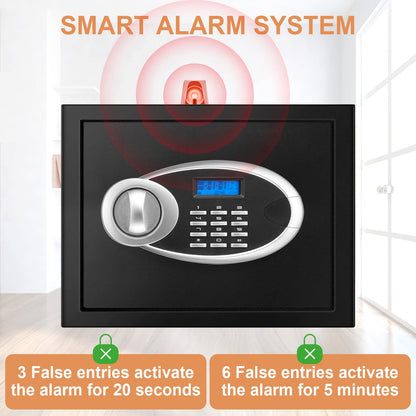 1.7 CUFT Home Safe Fireproof Waterproof, Anti-Theft Digital Security Personal Safe Box with Electronic Keypad and Removable Shelf, Small Fireproof Safe for Documents Money, Jewelry, Medications