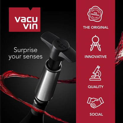 Vacu Vin Wine Cooler Sleeve – Platinum – Flexible Rapid Wine Bottle Chiller – Reusable Ice Pack Sleeve – Elegant & Portable – Fits 750ml Bottles – Keeps Wine Cold in Minutes