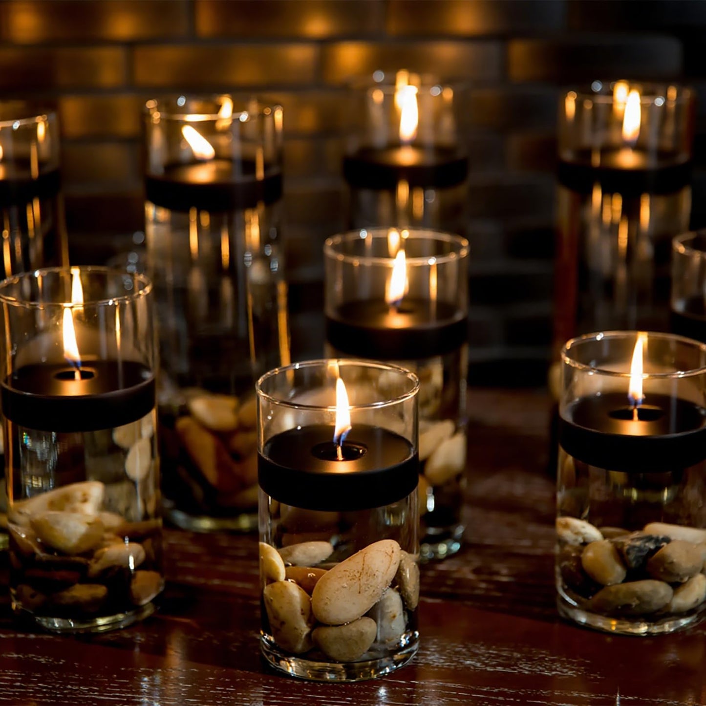 Black Floating Candles 3 inch 12 Pack - Floating Candles for centerpieces - Wedding Decor - Burning Time 8-10 Hours