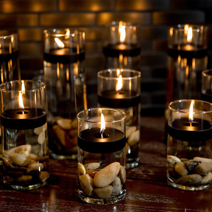 Black Floating Candles 3 inch 12 Pack - Floating Candles for centerpieces - Wedding Decor - Burning Time 8-10 Hours