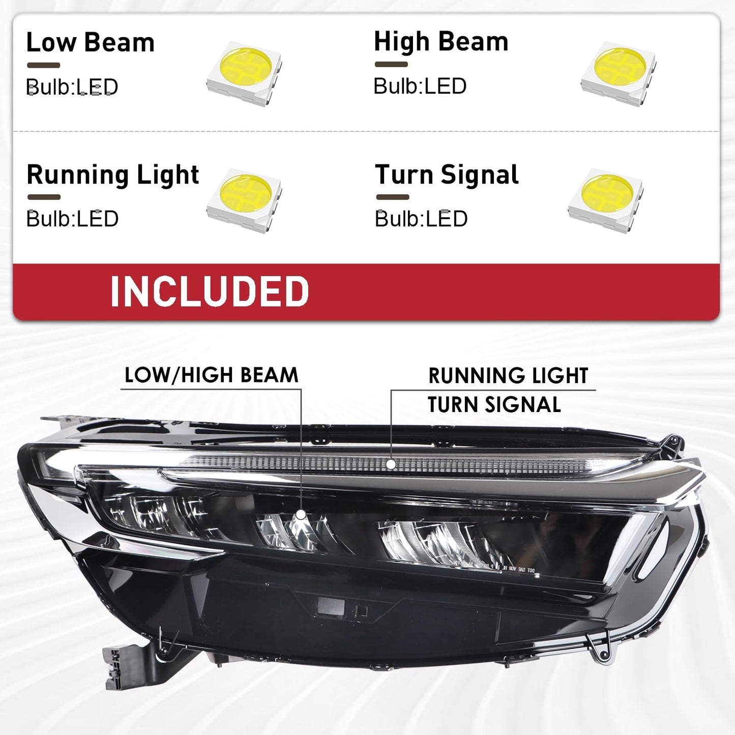 Duolctarms LED Headlight Headlamp Assembly Compatible for 2023-2026 Honda CR-V CRV Right Passenger Side 331003A0A03 HO2503209