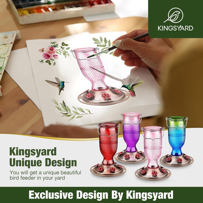 Kingsyard Hummingbird Feeder - 24 oz Outdoor Nectar Feeder with 6 Ports & Ant Moat | Easy Clean Purple
