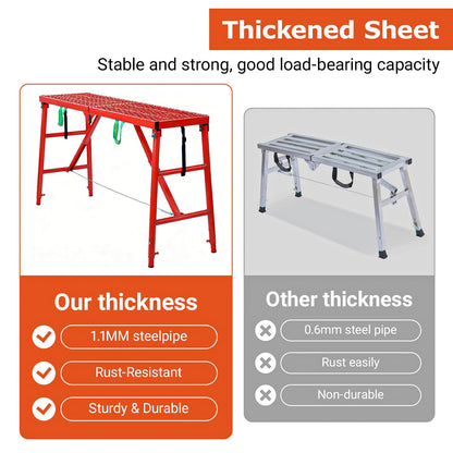 Foldable Scaffolding Platform, 70.8x15.7x36.2-62 Inch Portable Work Platform, 770 Lbs Adjustable Height Industrial Step Ladders, Perfect for RV Cleaning, Home Painting and Reaching High Places