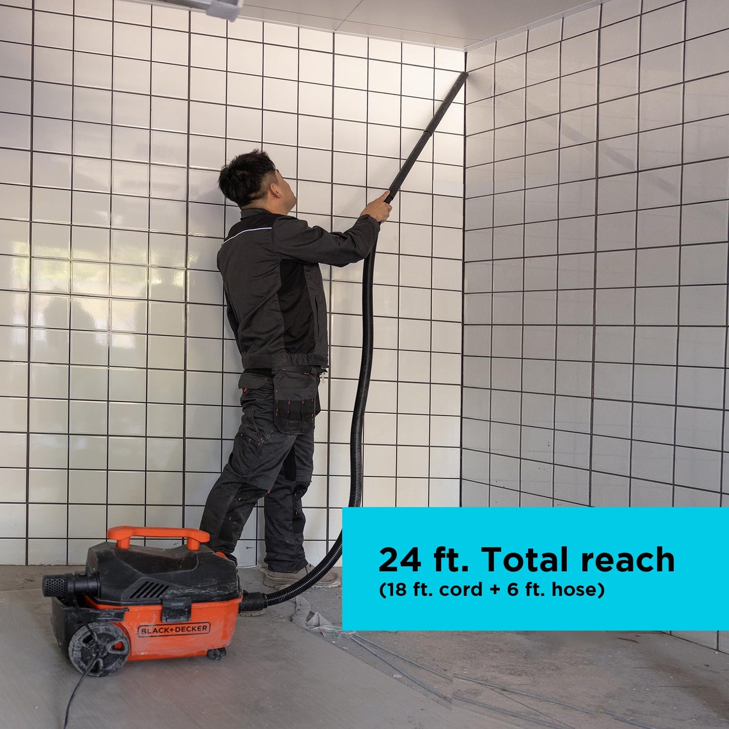 BLACK+DECKER Shop Vacuum Wet and Dry, 4 Gallon 5.0 Peak HP Wet/Dry Vacuum, Quiet Operation with Muffler, Long Reach Cleaning Range & On-Board Storage, Complete Accessory Set, BDXV18905P-4
