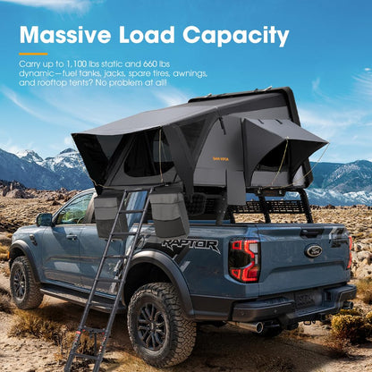 SanHima Adjustable Truck Bed Rack w/LED Lights - Overland Universal Bed Rack for Full-Size Trucks Without Factory Bed Rails/Tonneau Bed Cover