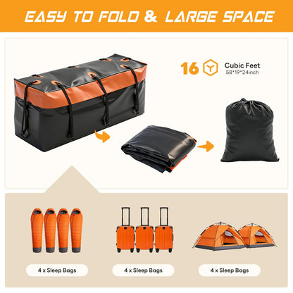 KMFurnila Folding Hitch Mount Cargo Carrier, 60.1" x 20" x 6" Steel Rack with 500 lbs Capacity, Includes Waterproof Bag, Cargo Net, Combination Lock, Straps and Hitch Stabilizer