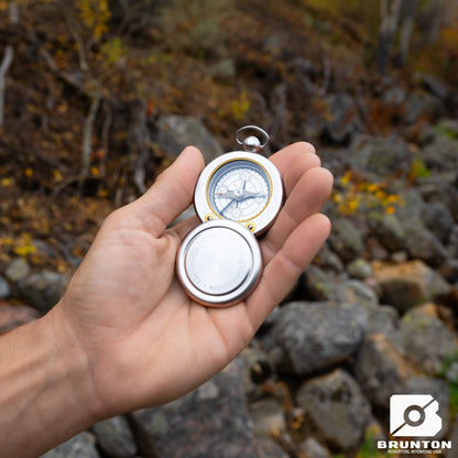 Brunton 1894 Gentleman’s Vintage Pocket Compass – Bespoke Collectible Navigation Tool with Milled Aluminum Body, Swivel Lid, and Lift Arm – Made in USA Heirloom