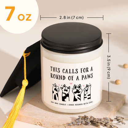 Petalsun Graduation Gifts for Her, Him- Cute Paws Grad Candle- 2026 Funny College, Masters Degree, Phd, Nurse, High School Grad Gifts for Cat Lovers, Graduation Party Decorations, Lavender Scented 7oz