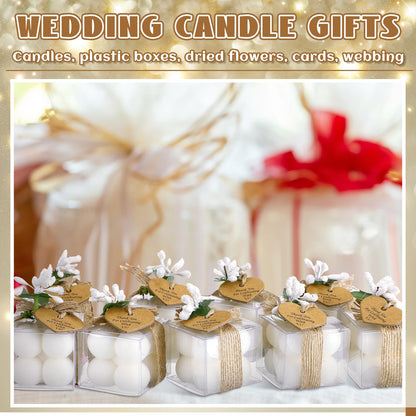 MTLEE Mini Bubble Candles Wedding Favors Gifts for Guests 1.57" x 1.38" Bubble Candles with Cards Dried Flowers DIY Gift Set for Baptism Party Bridal Shower Thank You Gifts(White,30 Sets)