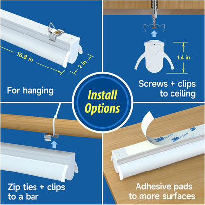 Plant Lights for Indoor Growing Seedlings - 16 in Long, 4-Count (10W x4) Full Spectrum T5 Grow Light Bars for Seed Starting, 4000K White LED Grow Lamp w/Reflectors for Shelf/Rack