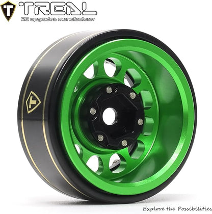 TREAL 1.0 Beadlock Wheels 12 Spokes Classic Rims (4P) for SCX24 AX24 FCX24 TRX4M 1/24 1/18 Crawler Car-Type I(Green)