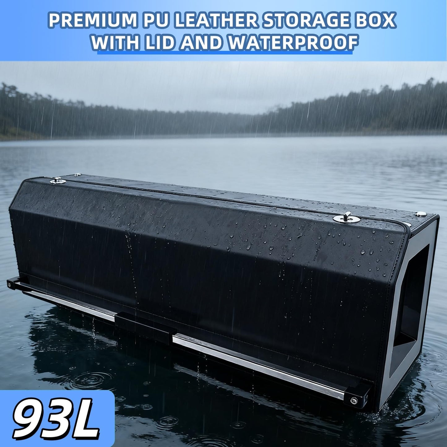 CarCrate Car Trunk Organizer, Waterproof SUV Organizer Trunk Storage with Lid & Handle, Extra Large Leather Callapsible Cargo Organizers, Durable Car Storage Box for Ford Jeep (40.5''*11.4''*12.2'')