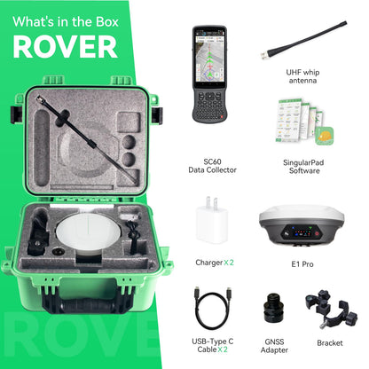 E1 Pro RTK GNSS Surveying Equipment, GNSS RTK GPS with IMU Rover Receiver, GPS RTK with Larger HD Color Screen and Handheld Collector, 1cm Accuracy, 60° Tilt Survey, 15km UHF Range