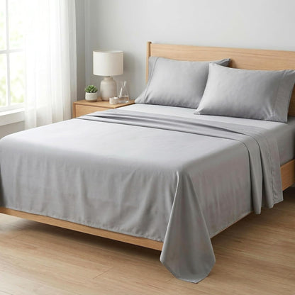 Beckham Hotel Collection Queen Sheets Set - 100% Cotton Sateen, Silky Smooth, 16” Deep Pocket, Gray