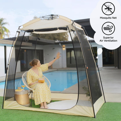 EighteenTek® Screen House Gazebo, 2-4 Person Pop Up Screen Tent, Instant Screen Room with Carry Bag, Outdoor Mosquito Tent Pop-Up, Sun Shade Shelter for Patio, Garden, Backyard, Deck 7 x 4 x 6.5 FT