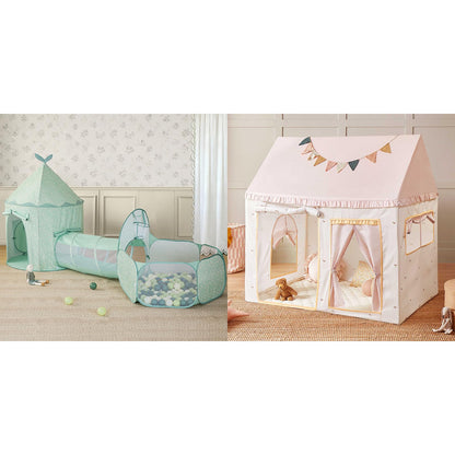 Tiny Land Kids Tent with Mat, Kids Play Tent for Toddlers, 3-in-1 Kids Play Tunnel with Ball Pit & Tent, Pop Up Crawl Tunnel for Toddlers