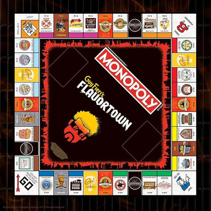 Monopoly: Flavortown Board Game Featuring '68 Chevy Camaro Knuckle Sandwich Coin and More Buy Sell Trade Guy Fieri’s Restaurants Build Your Own Culinary Empire Officially Licensed Merchandise