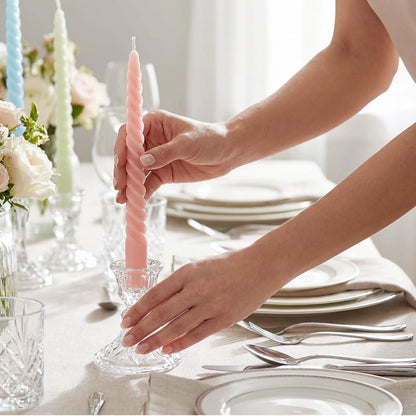 Whaline 12Pcs 10 Inch Cream Spiral Taper Candles 6 Colors Dripless Twisted Wax Candles Long Unscented Smokeless Candle Sticks for Holiday Birthday Celebration Home Party Dining Table Supplies