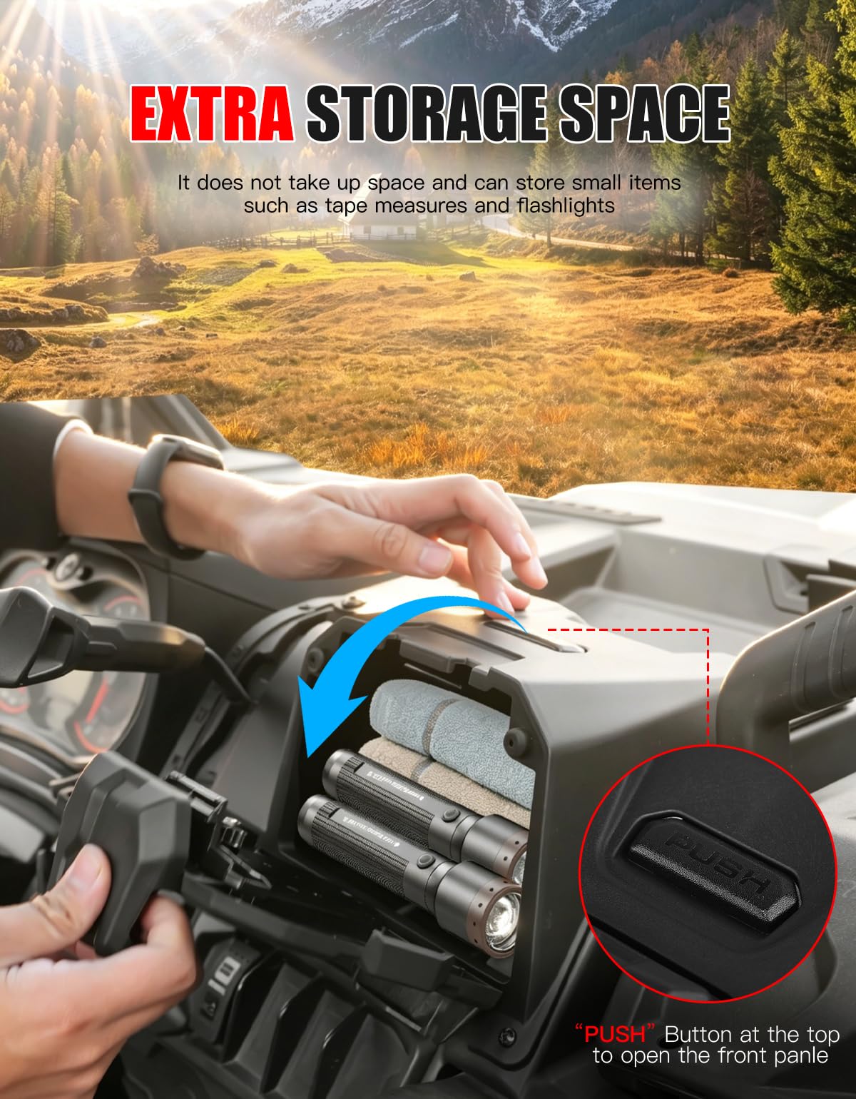XATVXUTV Electronic Device Holder with Storage Integrated for Can Am Defender, Electronic Device GPS Mount Phone Tablet Holder with Extra Storage Box for Can-Am Defender HD9 MAX 2022-2025 Accessories