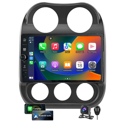 for Jeep Compass Patriot 2010-2016 Android 14.0 Radio Stereo with Control knob Head Unit 10.1-Inch HD Touch Screen with Android Auto CarPlay 5G WiFi GPS Navigation Bluetooth DSP Backup AHD Camera