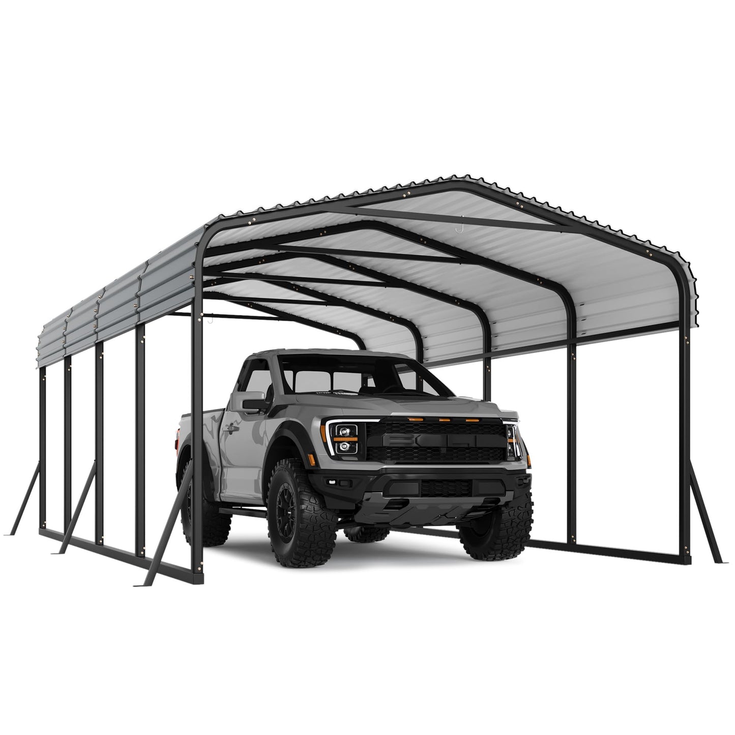 CABIHOME 10x20Ft Metal Carport Kits, Heavy Duty Carport with Galvanized Steel Roof, Reinforced Frame, Car Shelter for All-Weather Use, Outdoor Car Port Tent for Cars, Trucks, Boats, Tractors & RVs