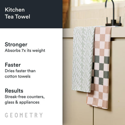 GEOMETRY Kitchen Tea Towels - Quick Dry Microfiber Dish Towels for Kitchen Checkmate CA, 18" x 30" 2-Pack