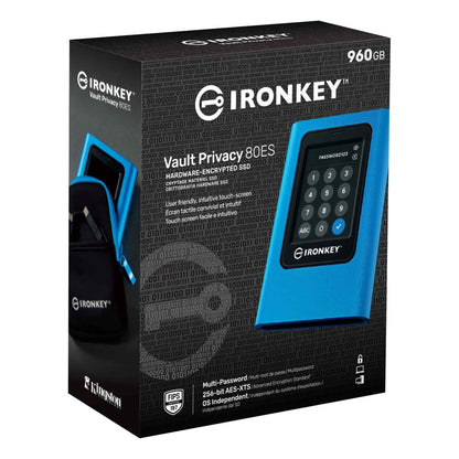 Kingston IronKey Vault Privacy 80 960GB External SSD | FIPS 197 | XTS-AES 256GB Encrypted | Touch Screen PIN | Secure Data Protection | IKVP80ES/960G