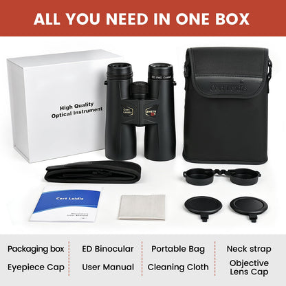 ED 10x50 Professional Binoculars for Adults High Powered, Fully Multi-Coated Lenses, Super Bright BAK4 Prism Waterproof Compact Binoculars for Bird Watching Hunting Stargazing Hiking Cruise Travel