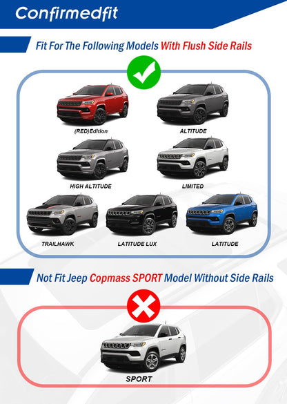 Enhanced 220 LBS Roof Racks for Jeep Compass 2018-2025, Real Aluminum Cross Bars for Kayak Snowboard Surfboard Bike Canoe Ski