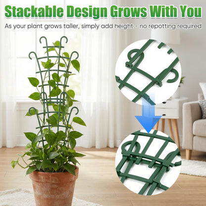 6Pcs Indoor Small Trellis, Trellis for Potted Plants, Plant Support Stakes for Climbing Plants, Stackable Plastic Plant Support for Vine Ivy Pothos Hoya