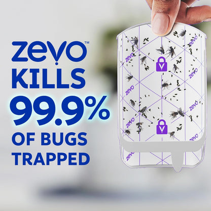 Zevo Flying Insect Trap - Indoor Bug Catcher with 3 Refill Cartridges | UV Light Technology for Flies