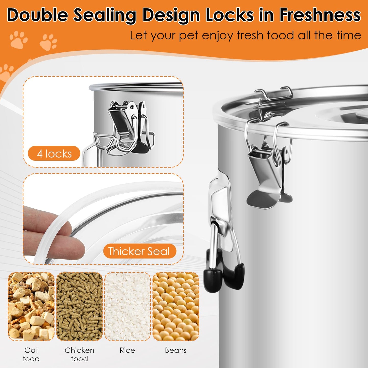 Stainless Steel Dog Food Storage Container,50LB/55LB Airtight Dog Food Storage Container with Lid to Keep Fresh,Easy Clean Large Pet Food Storage Container with Scoop for Cat Food,Chicken Feed,Rice