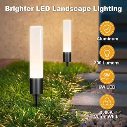 ALYFC 12 Pack Low Voltage Landscape Lighting Pathway Lights, 6W 300LM Landscape Lights 3000K Warm, IP65 Waterproof, Aluminum Outdoor Landscape Path Lights Wired for Walkway Yard Garden