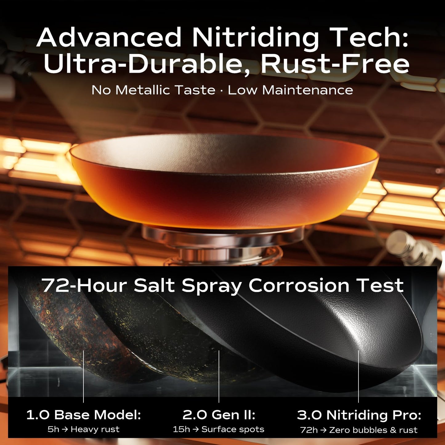 Armorbear Carbon Steel Pan Cookware Set (Carbon Steel Skillet & Wok), Nitrided Pre‑Seasoned, Flat‑Bottom Frying Pans for All Stovetops