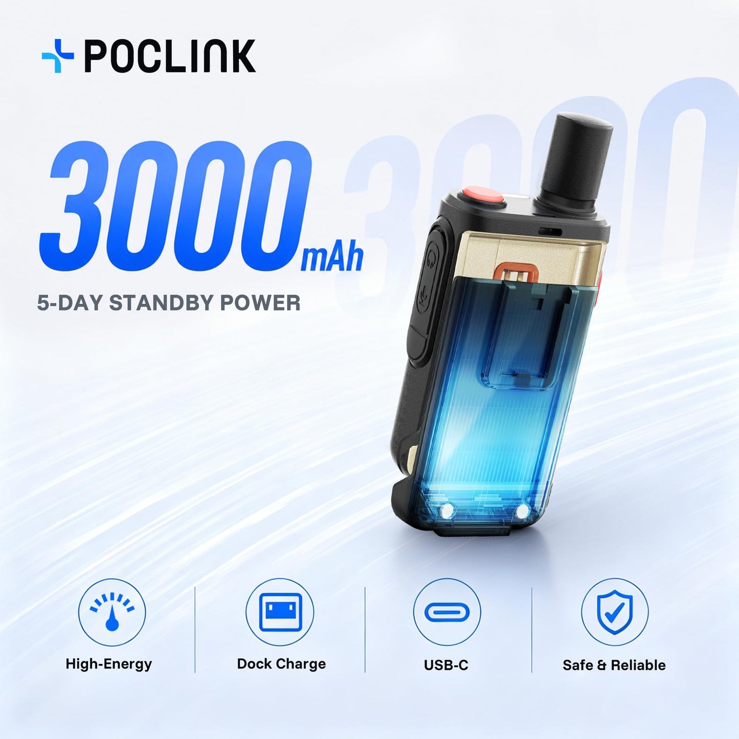 Lifetime Free Global Walkie Talkies Long Range, POC-1 Lite, 4G LTE Unlimited Range POC Two-Way Radios with Bluetooth & APP, 3000mAh Rechargeable Walkie Talkies, Support User Self-Group Creation