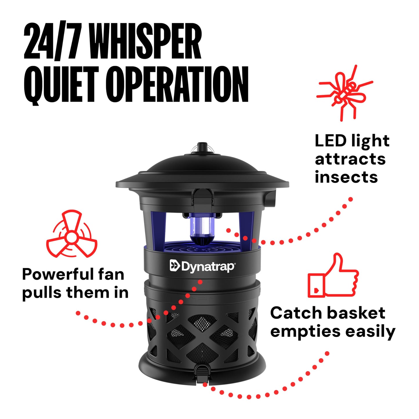 Dynatrap DT2030SR Fly Traps Outdoor - Mosquito & Flying Insect Killer for 1 Acre – Kills Mosquitoes, Flies, Gnats, Wasps - Bug Zapper Alternative - Black