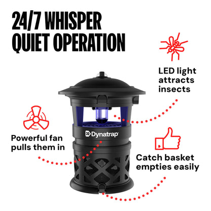 Dynatrap DT2030SR Fly Traps Outdoor - Mosquito & Flying Insect Killer for 1 Acre – Kills Mosquitoes, Flies, Gnats, Wasps - Bug Zapper Alternative - Black
