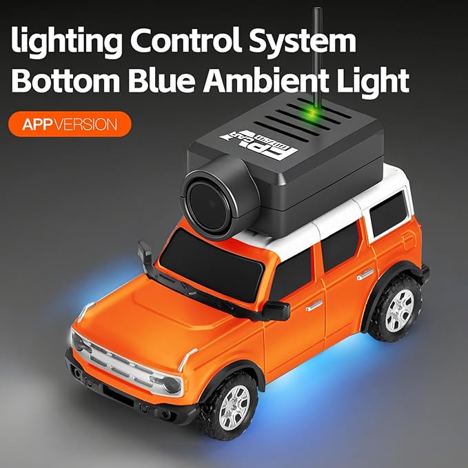 GoolRC WLtoys 6405-C Mini RC Car 2.4GHz 1:64 Scale FPV Remote Control Car with Camera 720P and Gyro APP Control Vehicle with 2 Trailers and LED Lights for Adults (Blue)