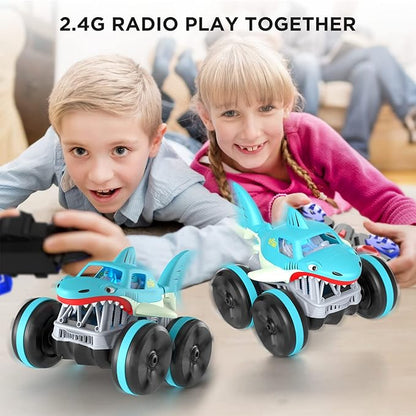 MaxTronic Remote Control Car Amphibious 2.4 GHz 4WD 1:14 Scale All-Terrain Waterproof Remote Control Monster Truck RC Boat Shark Car Toys for 3-12 Years Old Boys Girls