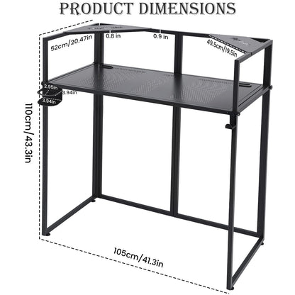 ANGELBECKE Portable DJ Booth Facade,DJ Table,Heavy-Duty DJ Table Stand Portable Booth,Iron Plate Surface DJ Facade Booth,with Carry Bag & Hook & Cup Holder (41.3"L x 20.4"W x 43.3"H)