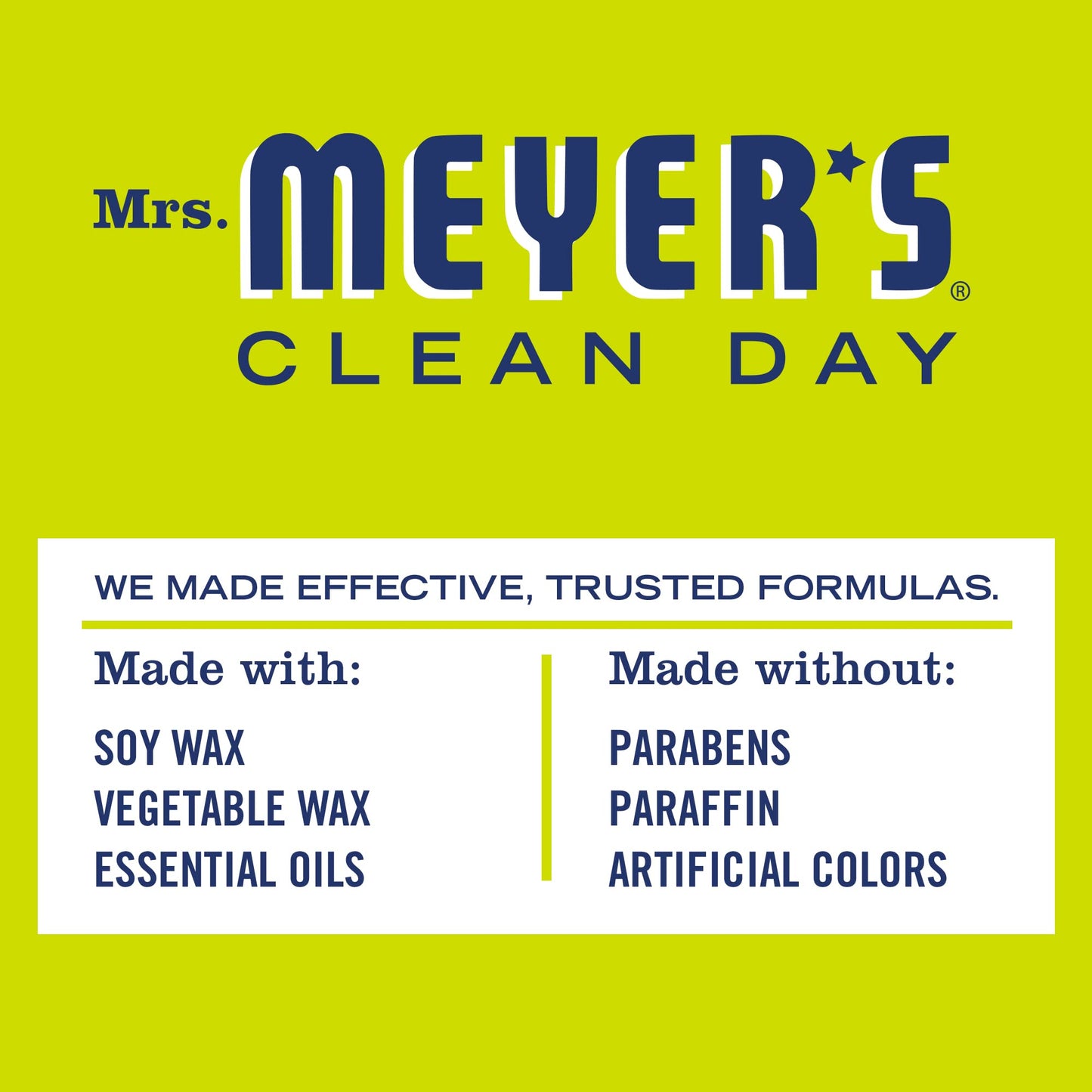 MRS. MEYER'S CLEAN DAY Scented Soy Aromatherapy Candle, 35 Hour Burn Time, Made with Soy Wax, Lemon Verbena, 7.2 oz